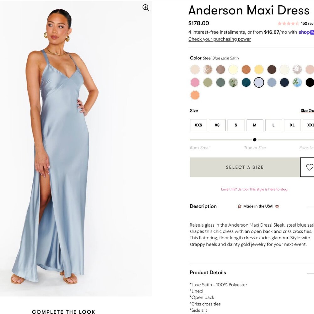 Show Me Your MuMu Steel Blue Satin Maxi Dress